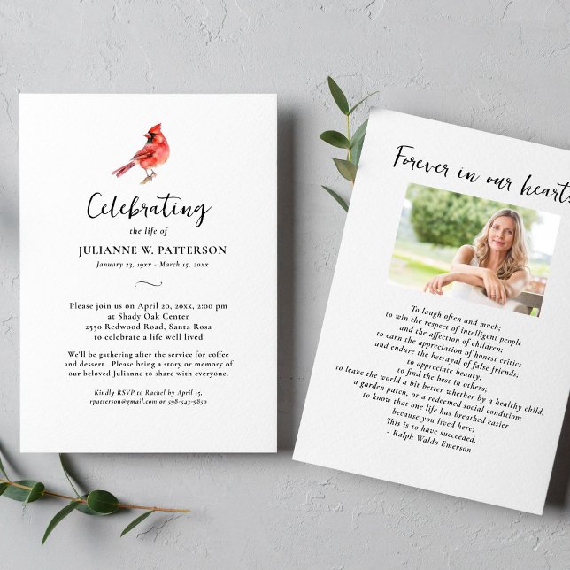 Convites Celebração de Pássaros Vermelhos Cardinais Foto da (Criador carregado)