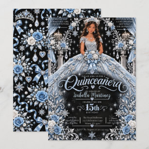 Convites Celebração de Quinceañera Azul Gélido