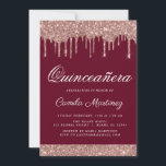 Convites Celebração de Quinceañera com Glitter Glitter Dour<br><div class="desc">Cor-de-rosa-reluzente - Rosa Dourado e Borgonha Marsala Esparramando Glitter Quinceañera 15 de Celebração. Este é o perfeito e elegante Convite à Celebração Quinceañera para uma Rosa de Menina Moderna Dourada e brilhante brilho cor-de-rosa brilhante cinza cinza quinze (quinze) Festas de aniversário. Entre em contato com o designer para encontrar itens...</div>