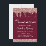 Convites Celebração de Quinceañera com Glitter Glitter Dour<br><div class="desc">Cor-de-rosa-reluzente - Rosa Dourado e Borgonha Marsala Esparramando Glitter Quinceañera 15 de Celebração. Este é o perfeito e elegante Convite à Celebração Quinceañera para uma Rosa de Menina Moderna Dourada e brilhante brilho cor-de-rosa brilhante cinza cinza quinze (quinze) Festas de aniversário. Entre em contato com o designer para encontrar itens...</div>
