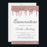 Convites Celebração de Quinceañera com Glitter Glitter Dour<br><div class="desc">Cor-de-rosa-reluzente - 15 de Celebração de Quinceañera, Dourada e branca, com gotas brilhantes, Convite de aniversário. Este é o perfeito e elegante Convite à Celebração Quinceañera para uma Rosa de Menina Moderna Dourada e brilhante brilho cor-de-rosa brilhante cinza cinza quinze (quinze) Festas de aniversário. Entre em contato com o designer...</div>