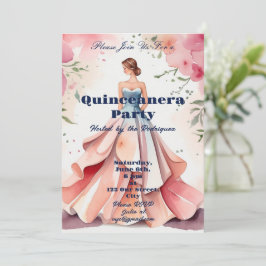 Convites Celebração de Quinceanera de Aquarela
