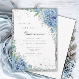 Convites Celebração de Quinceañera Hortênsia Azul 15