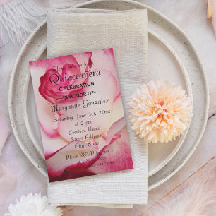 Convites Celebração de Quinceanera Rosa e Rosa Rosa Rosa Ro
