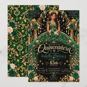 Convites Celebração de Quinceañera Verde Esmeralda