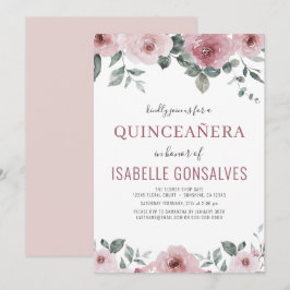Convites Celebração de QuinceÑERA, cor-de-rosa, com Rosa Du