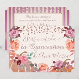 Convites Celebração de Quinze Anos Floral de Outono de Borg
