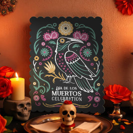Convites Celebração de Raven & Calavera Dio De Los Muertos