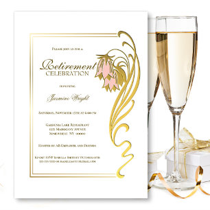 Convites Celebração de Reforma de Quadro Dourado Elegante