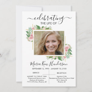 Convites Celebração de rosas da Vida Foto do Memorial Funer