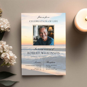 Convites Celebração de Sky Beach da vida Foto Funeral