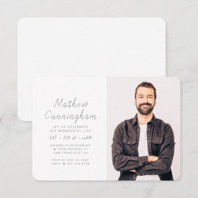 Convites Celebração de sua maravilhosa Foto Moderna da Vida (Frente/Verso)