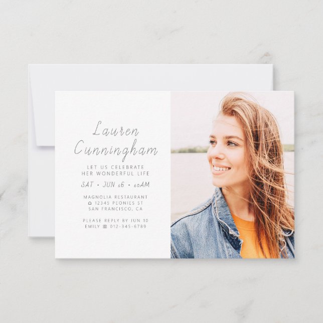 Convites Celebração de Sua Maravilhosa Vida Foto Moderna (Frente)