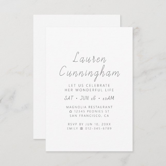 Convites Celebração de Sua Maravilhosa Vida Moderna Simples (Frente/Verso)