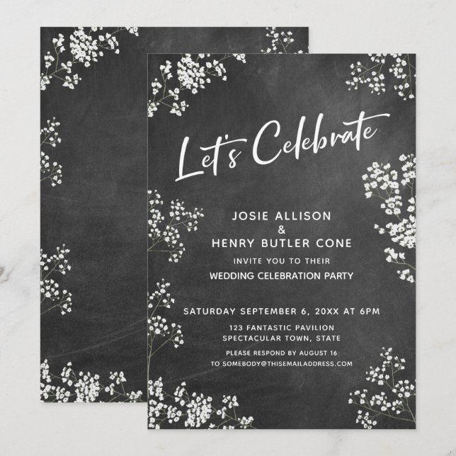 Convites Celebração de Vamos moderno para o quadro negro de (Frente/Verso)