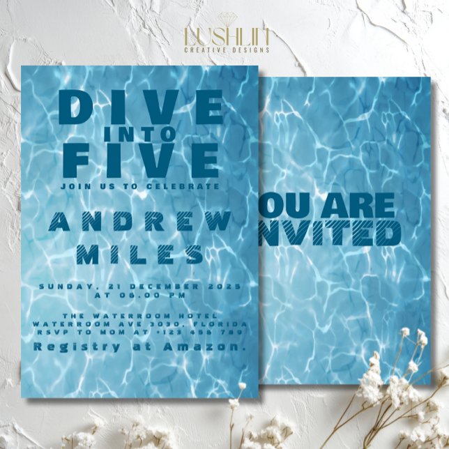 Convites Celebração de Verão de Piscina de Splash de Aniver (Criador carregado)