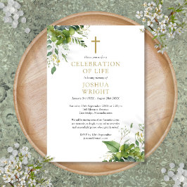 Convites Celebração de Verde Cristão Funeral da Vida