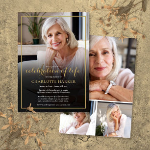 Convites Celebração de Vida Colagem de Fotos de Funeral Mod