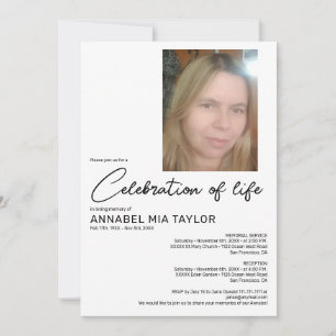 Convites Celebração de Vida com Foto Funeral Memorial