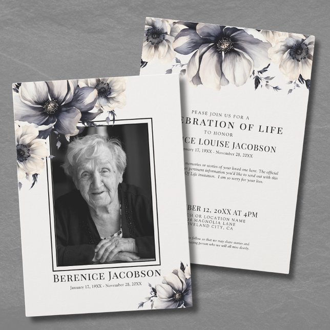 Convites Celebração de Vida com Fotos Elegantes em Memória (Memorial Elegant Photo Celebration Of Life Invitation)