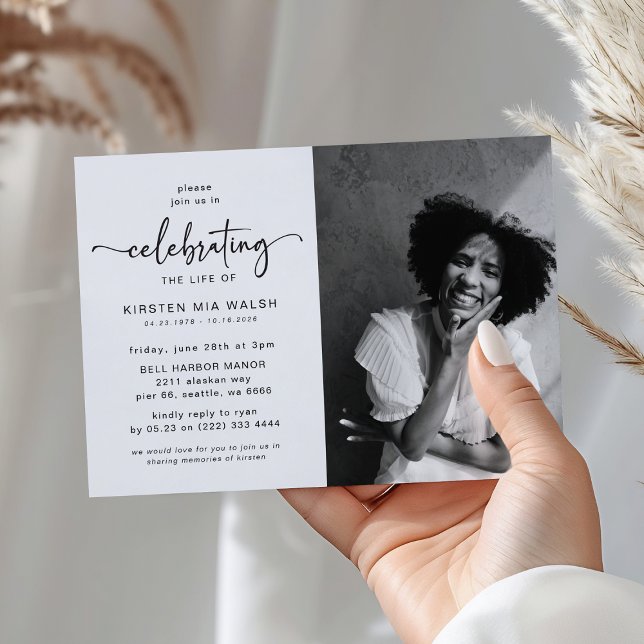 Convites Celebração de Vida com Fotos Funeral Memorial (Criador carregado)