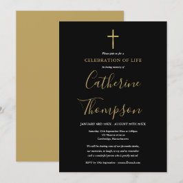 Convites Celebração de Vida com Letra Gold Cross