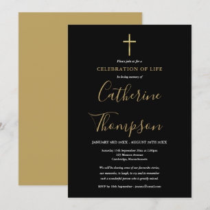 Convites Celebração de Vida com Letra Gold Cross