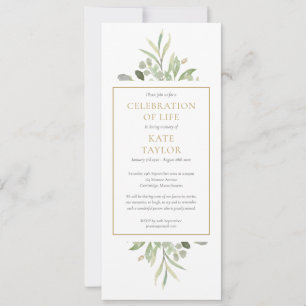 Convites Celebração de Vida com Vegetação Serviço Funerário