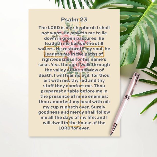 Convites Celebração de Vida e Funeral da Cruz Dourada do Sa (Psalm 23 Gold Cross Celebration of Life Funeral Invitation)