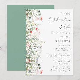 Convites Celebração de Vida Elegante Campo de Flores Silves