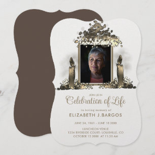 Convites Celebração de Vida em Moldura de Velas Elegantes c
