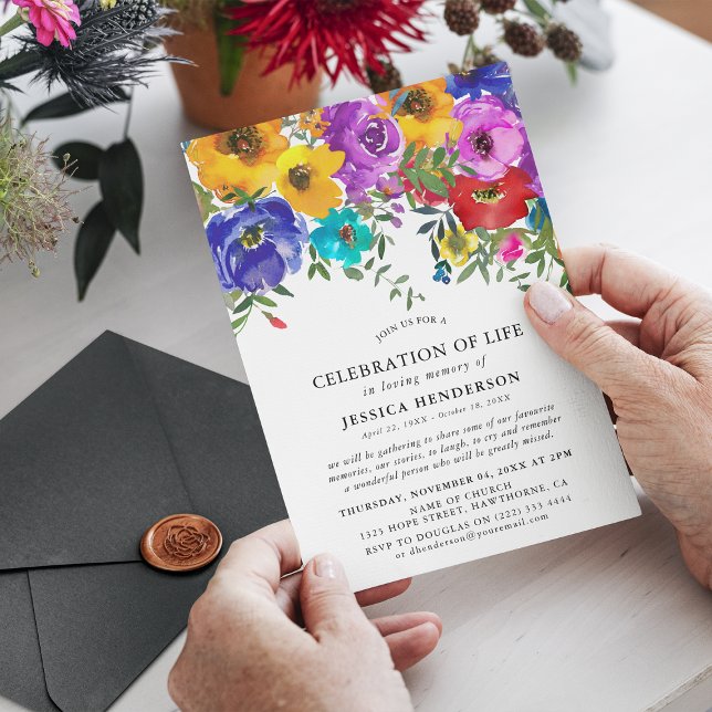 Convites Celebração de Vida Floral Brilhante e Ousada (Criador carregado)