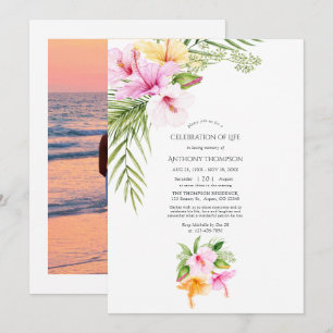 Convites Celebração de Vida Floral Tropical na Praia