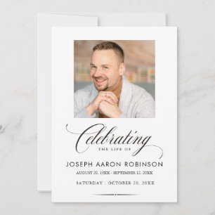 Convites Celebração de Vida Foto Funeral Memorial Moderno