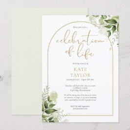 Convites Celebração de Vida Funeral Arco Dourado de Verdura