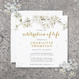 Convites Celebração de Vida Funeral Floral de Flor de Neve