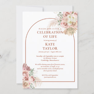 Convites Celebração de Vida Funeral Grama Pampas Floral