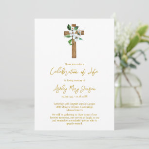Convites Celebração de Vida Funeral Jasmine Cross