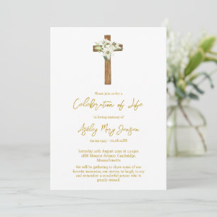 Convites Celebração de Vida Funeral Lily Cross