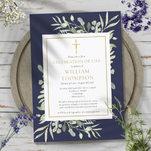Convites Celebração de Vida Funeral Verde Azul