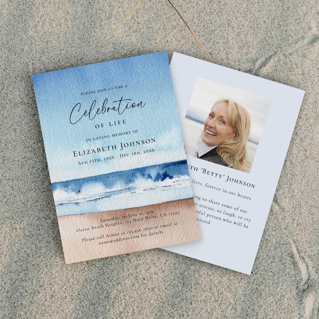 Convites Celebração de Vida Memorial na Praia Oceano (Criador carregado)