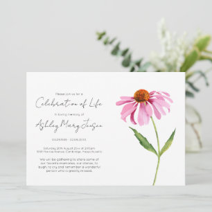 Convites Celebração de Vida Simples de Echinacea Funeral