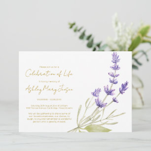 Convites Celebração de Vida Simples de Lavanda Funeral