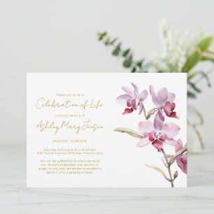 Convites Celebração de Vida Simples de Orquídea Funeral