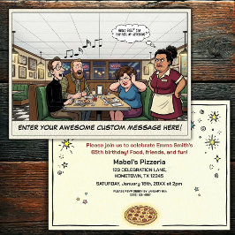 Convites Celebração Divertida de Grupo na Pizzaria