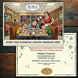 Convites Celebração Divertida de Grupo na Pizzaria