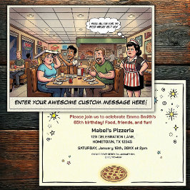 Convites Celebração Divertida de Grupo na Pizzaria