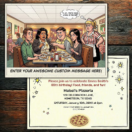 Convites Celebração Divertida de Grupo na Pizzaria