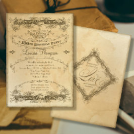Convites Celebração do 100º Aniversário Vintage Chá Manchad