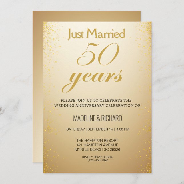 Convites Celebração do 50º aniversário Dourado (Frente/Verso)